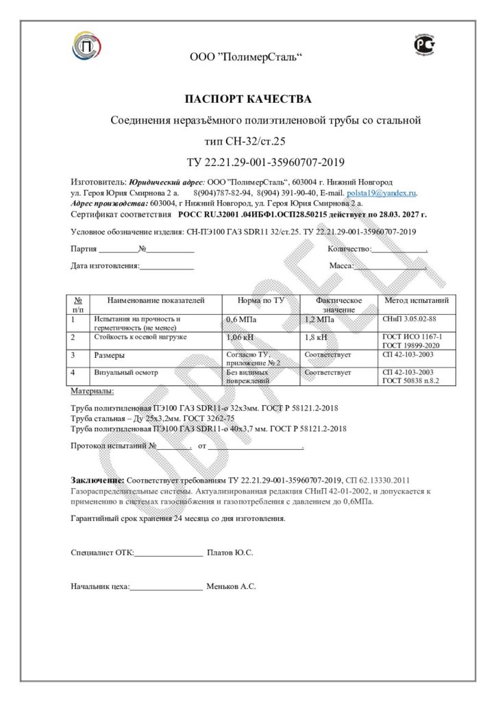 Паспорт СН 32